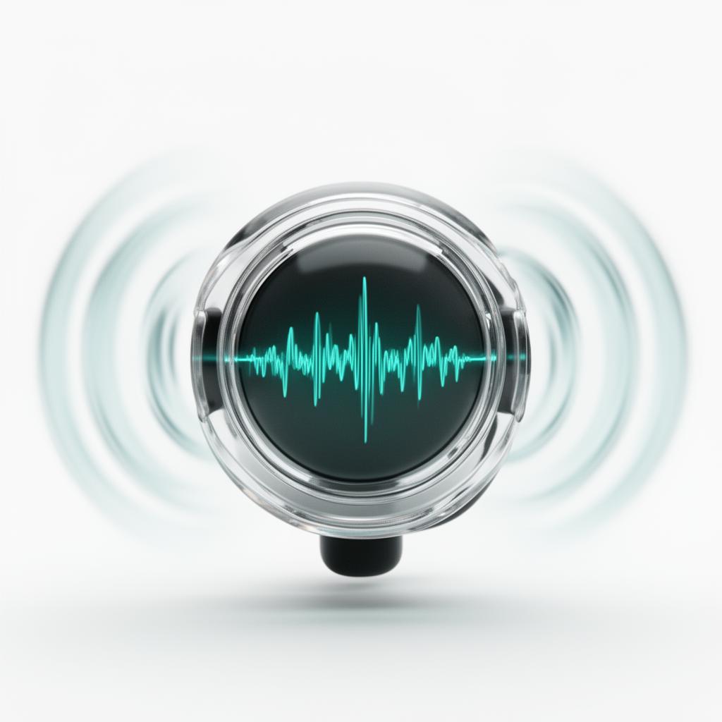Glas-Mikrofon mit konzentrischen Sprachwellen — Voice-Agent-Detail